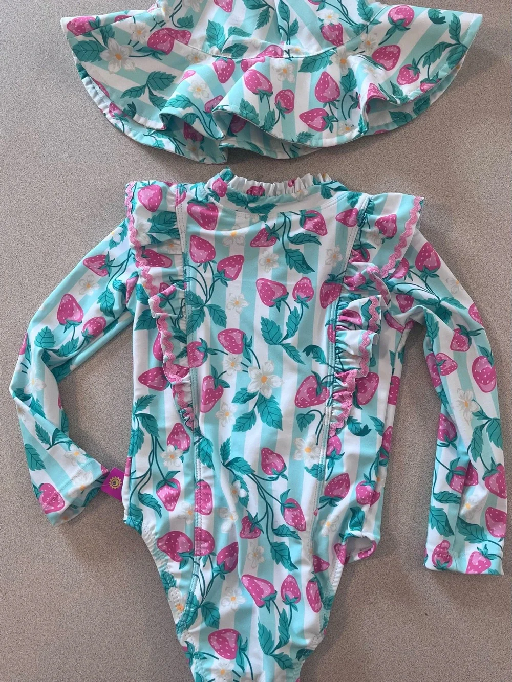 Tommy Bahama Strawberry Print Swimsuit & Hat NWT Size 18-24 months